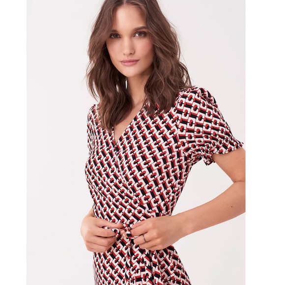 Diane Von Furstenberg Emilia Crepe Mini Wrap Dress - Picture 3 of 10